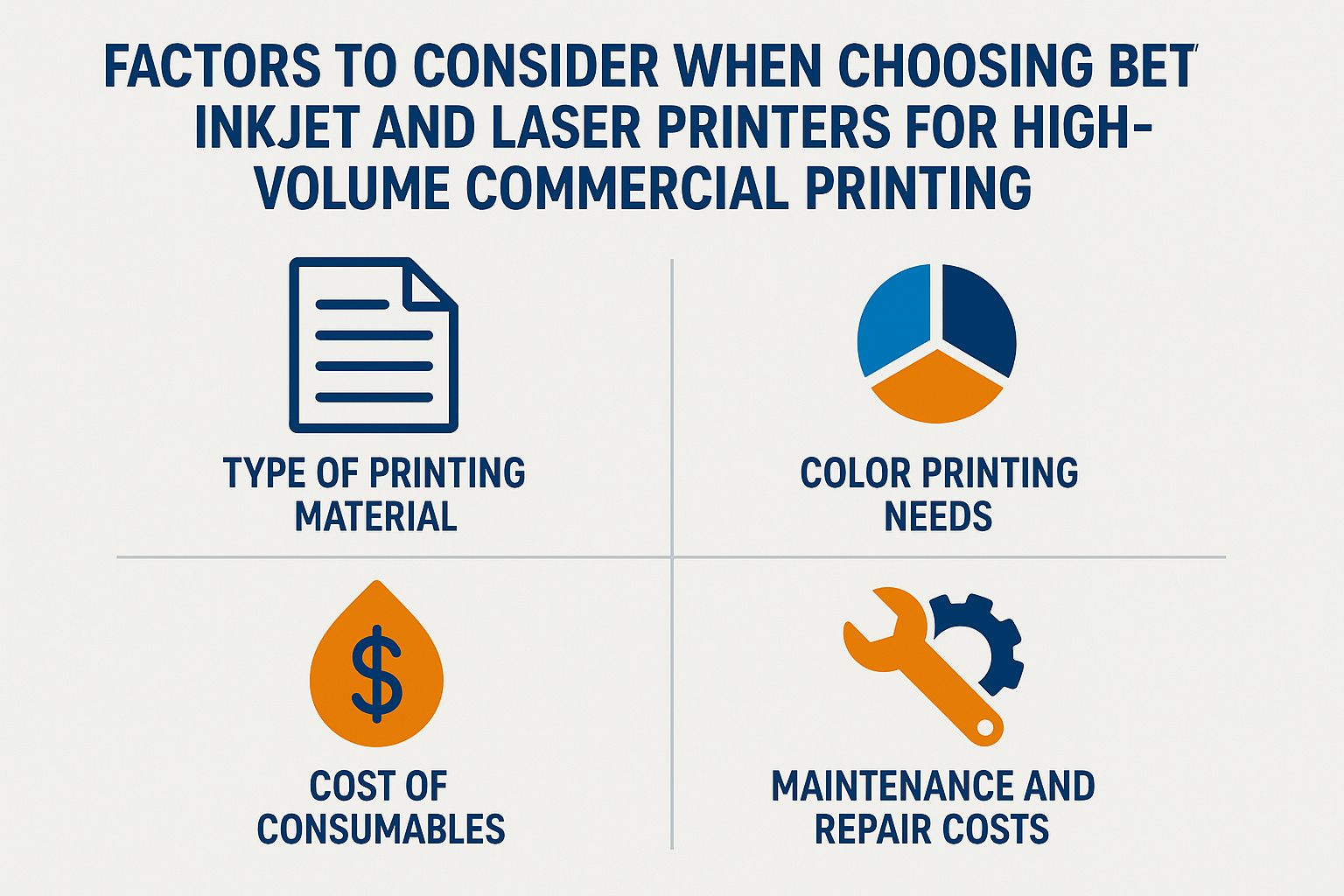 What Factors Should Be Considered When Choosing Between Inkjet and Laser Printers for High-Volume Commercial Printing?